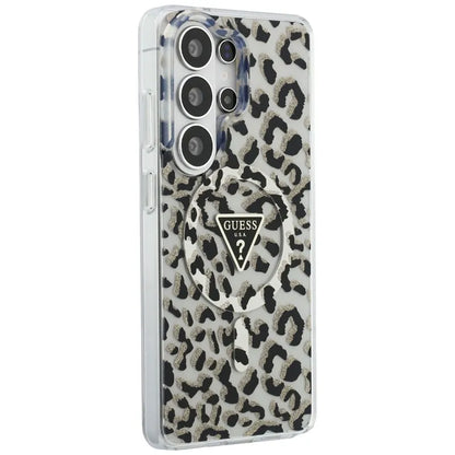Guess IML Leopard Print Triangle MagSafe - Samsung Galaxy S26 Ultra dėklas (juodas)