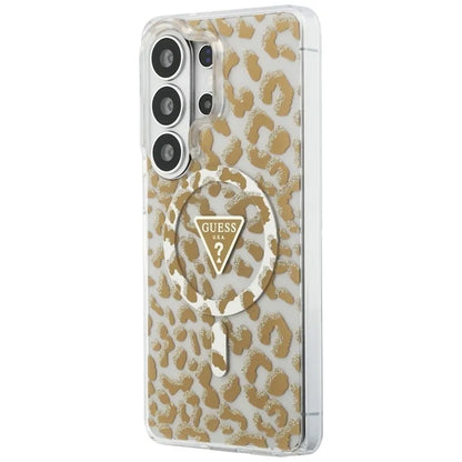 Guess IML Leopard Print Triangle MagSafe - Samsung Galaxy S26 Ultra dėklas (rudas)