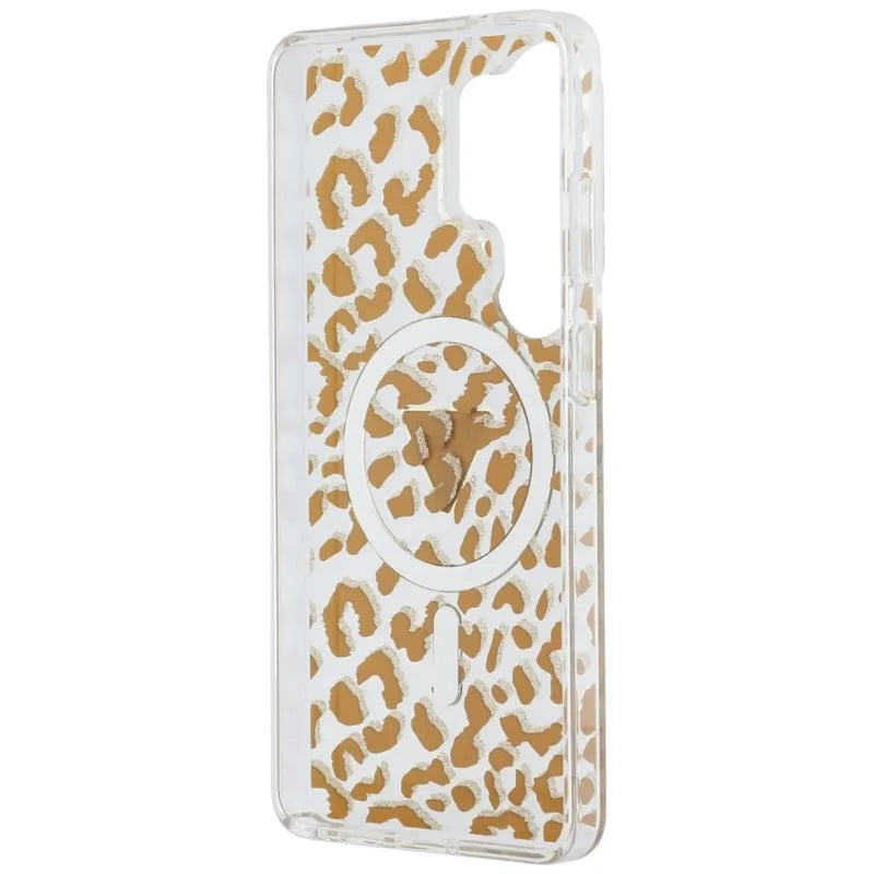 Guess IML Leopard Print Triangle MagSafe - Samsung Galaxy S26 Ultra dėklas (rudas)