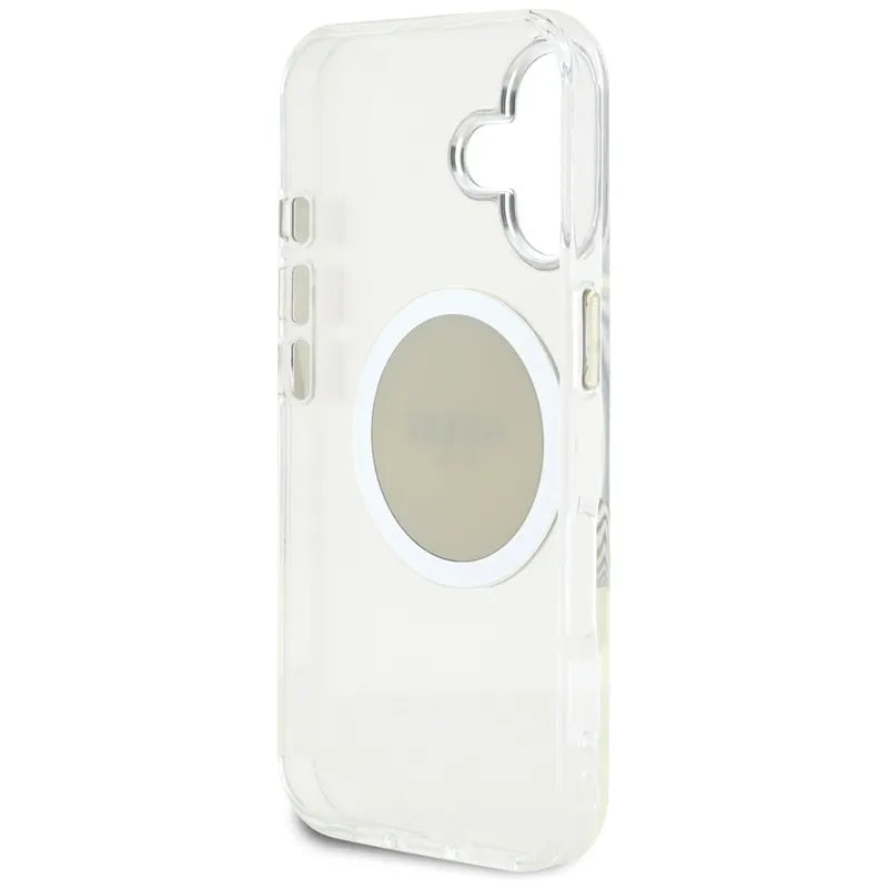 Guess IML Metal Colored Circle Classic Logo MagSafe – dėklas iPhone 16 (pilkas)