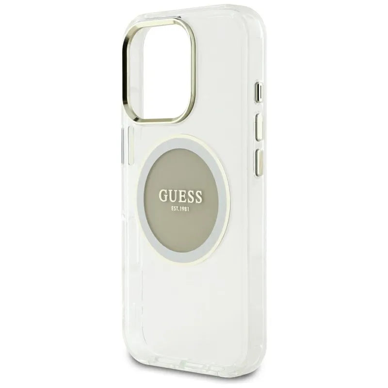 Guess IML Metal Colored Circle Classic Logo MagSafe – dėklas iPhone 16 Pro Max (pilkas)