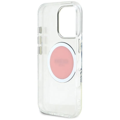 Guess IML Metal Colored Circle Classic Logo MagSafe – dėklas, skirtas iPhone 16 Pro (rožinis)