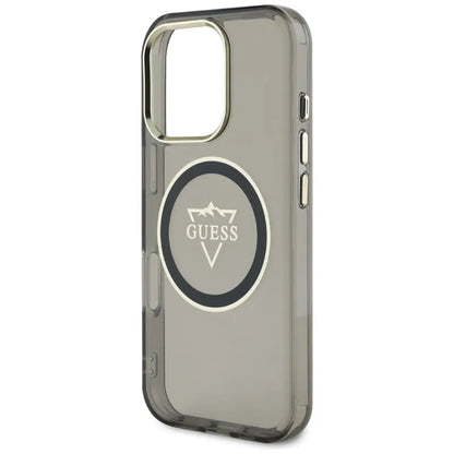 Guess IML Metal Mountain Logo MagSafe – dėklas, skirtas „iPhone 16 Pro“ (juodas)
