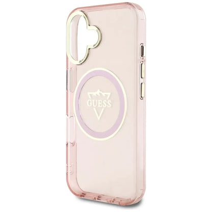 Guess IML Metal Mountain Logo MagSafe – dėklas skirtas iPhone 16 (rožinis)