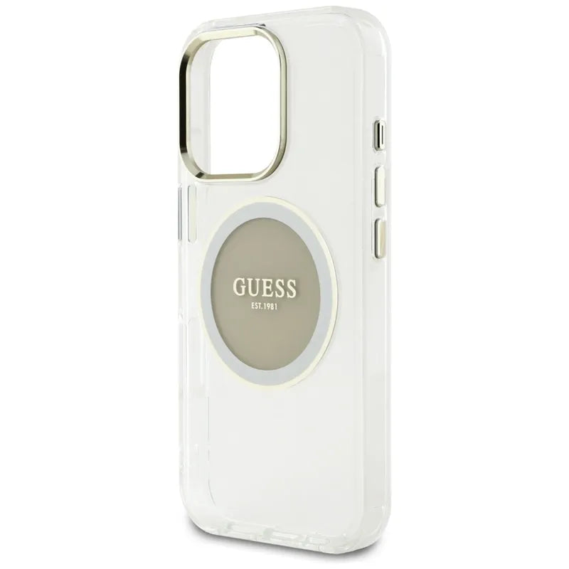 Guess IML Metallic Circle Classic Logo MagSafe – dėklas iPhone 16 Pro (pilkas)