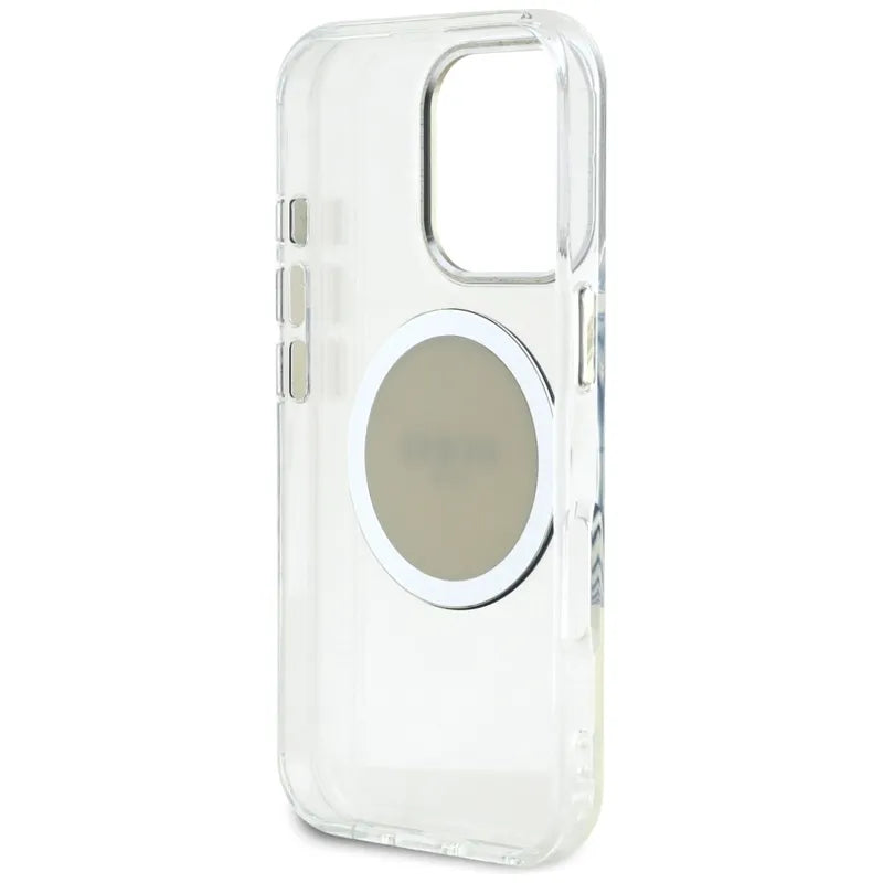 Guess IML Metallic Circle Classic Logo MagSafe – dėklas iPhone 16 Pro (pilkas)