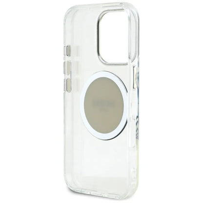 Guess IML Metallic Circle Classic Logo MagSafe – dėklas iPhone 16 Pro (pilkas)