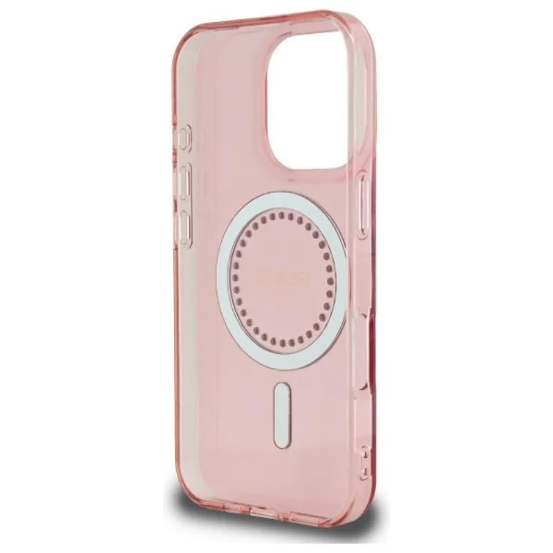 Guess IML Rhinestones MagSafe – dėklas iPhone 16 Pro Max (rožinė)