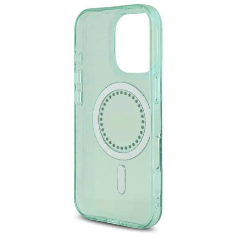 Guess IML Rhinestones MagSafe – dėklas iPhone 16 Pro Max (žalias)