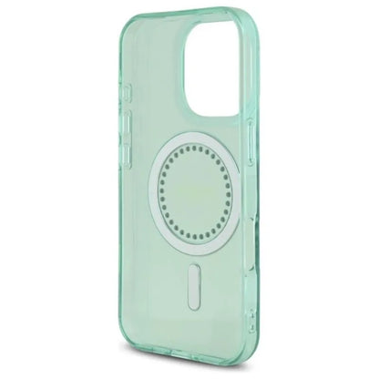 Guess IML Rhinestones MagSafe – dėklas iPhone 16 Pro Max (žalias)