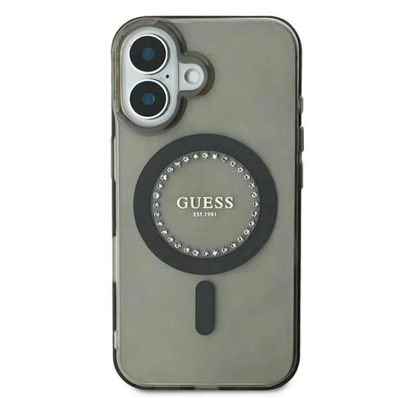 Guess IML Rhinestones MagSafe - "iPhone 16 Plus" dėklas (juodas)