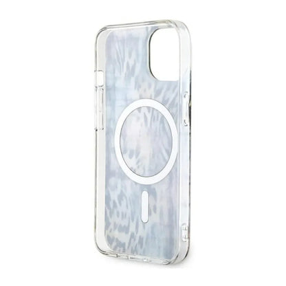 Guess Leopard MagSafe – dėklas iPhone 14 (mėlyna)