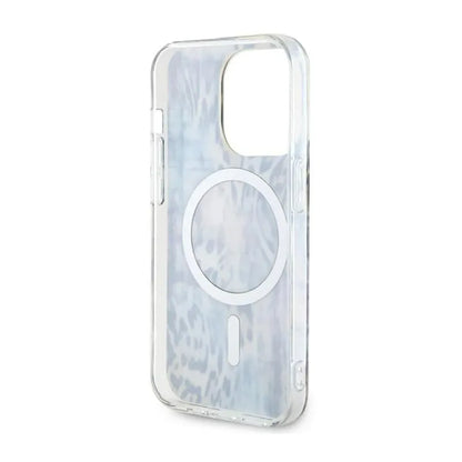 Guess Leopard MagSafe – dėklas, skirtas iPhone 14 Pro (mėlynas)