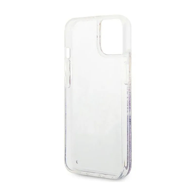 Guess Liquid Glitter Flower – Dėklas, skirtas „iPhone 14 Plus“ (violetinis)