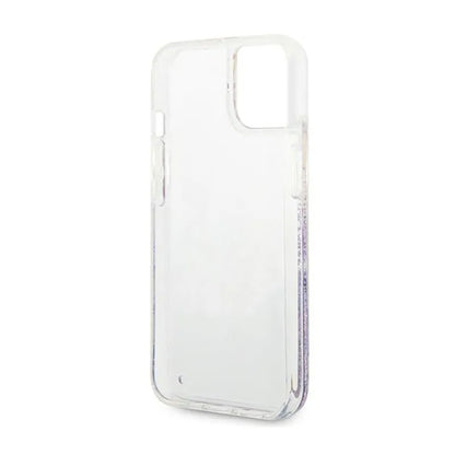 Guess Liquid Glitter Flower – Dėklas, skirtas „iPhone 14 Plus“ (violetinis)