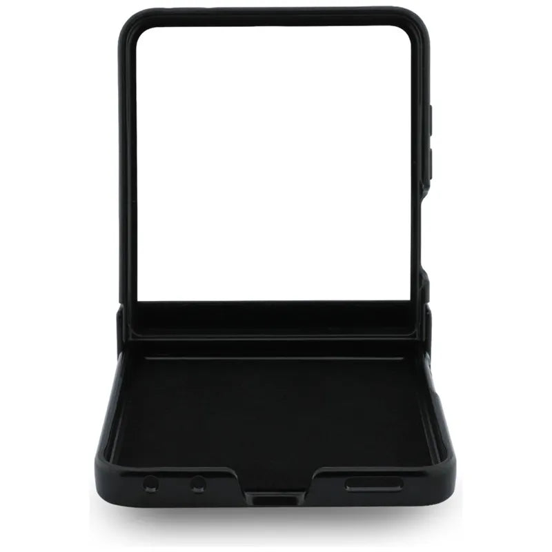 Guess Magnetic Ring Stand Grained Classic Logo MagSafe – dėklas Samsung Galaxy Z Flip 8 (smėlio spalvos)