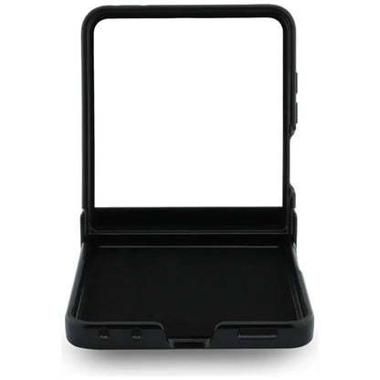 Guess Magnetic Ring Stand Grained Classic Logo MagSafe – dėklas Samsung Galaxy Z Flip 8 (smėlio spalvos)