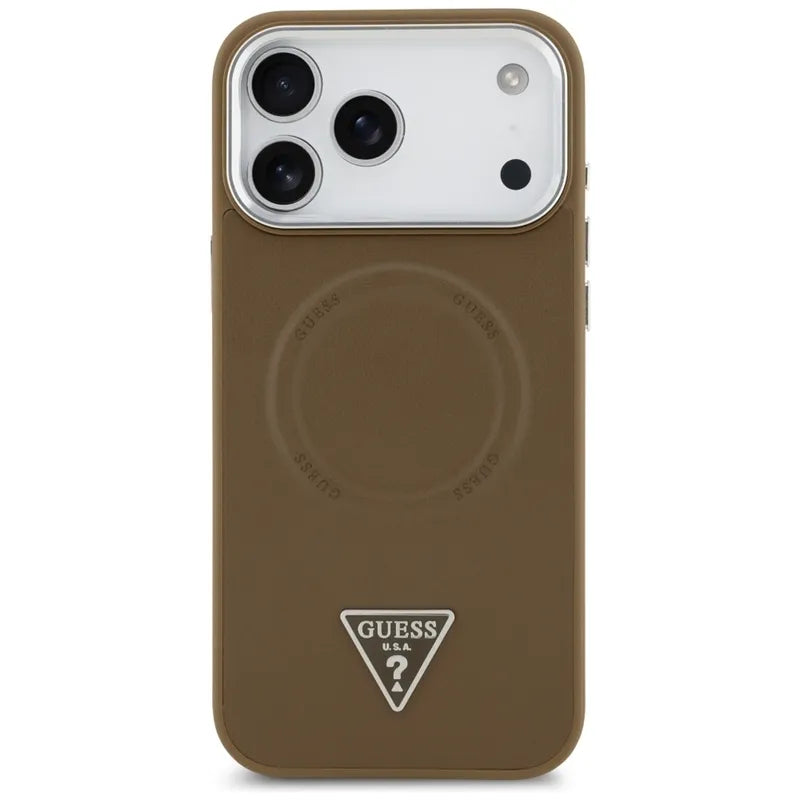 Guess MagSafe dėklas su trikampiu logotipu iPhone 17 Pro Max (Ruda)