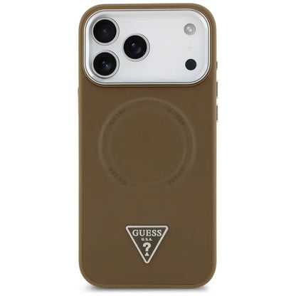 Guess MagSafe dėklas su trikampiu logotipu iPhone 17 Pro Max (Ruda)