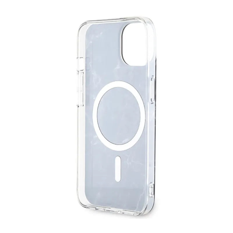 Guess Marble MagSafe – dėklas „iPhone 14“ (juodas)