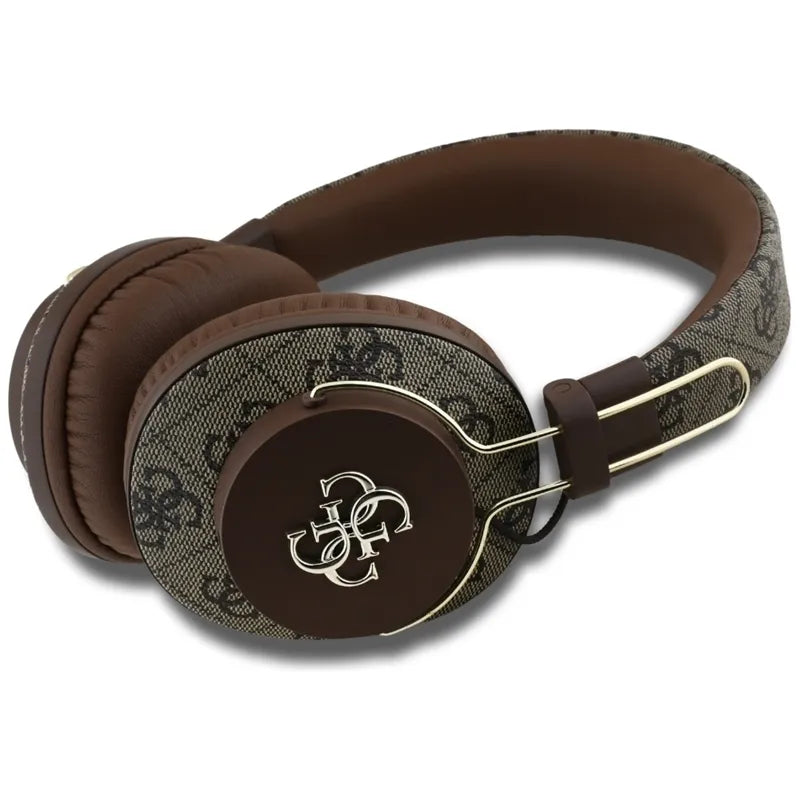 Guess Metal 4G Logo – Belaidės „Bluetooth“ ausinės per ausis ENC (ruda)