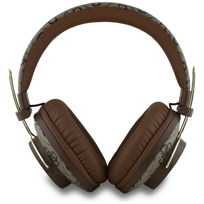 Guess Metal 4G Logo – Belaidės „Bluetooth“ ausinės per ausis ENC (ruda)