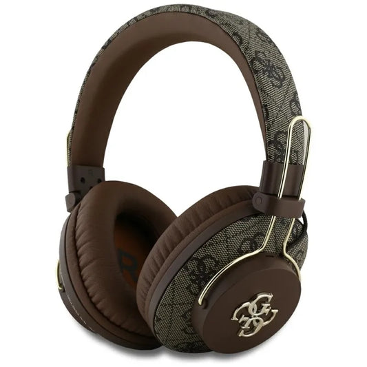 Guess Metal 4G Logo – Belaidės „Bluetooth“ ausinės per ausis ENC (ruda)