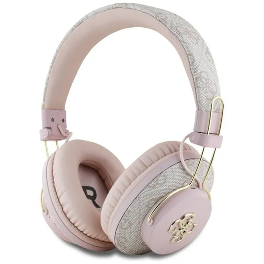 Guess Metal 4G Logo - belaidės „Over-Ear“ „Bluetooth“ ausinės su aplinkos triukšmo slopinimu (rožinės)