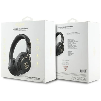 Guess Metal 4G Logo – belaidės „Over-Ear“ „Bluetooth“ ausinės su ENC funkcija (juodos)