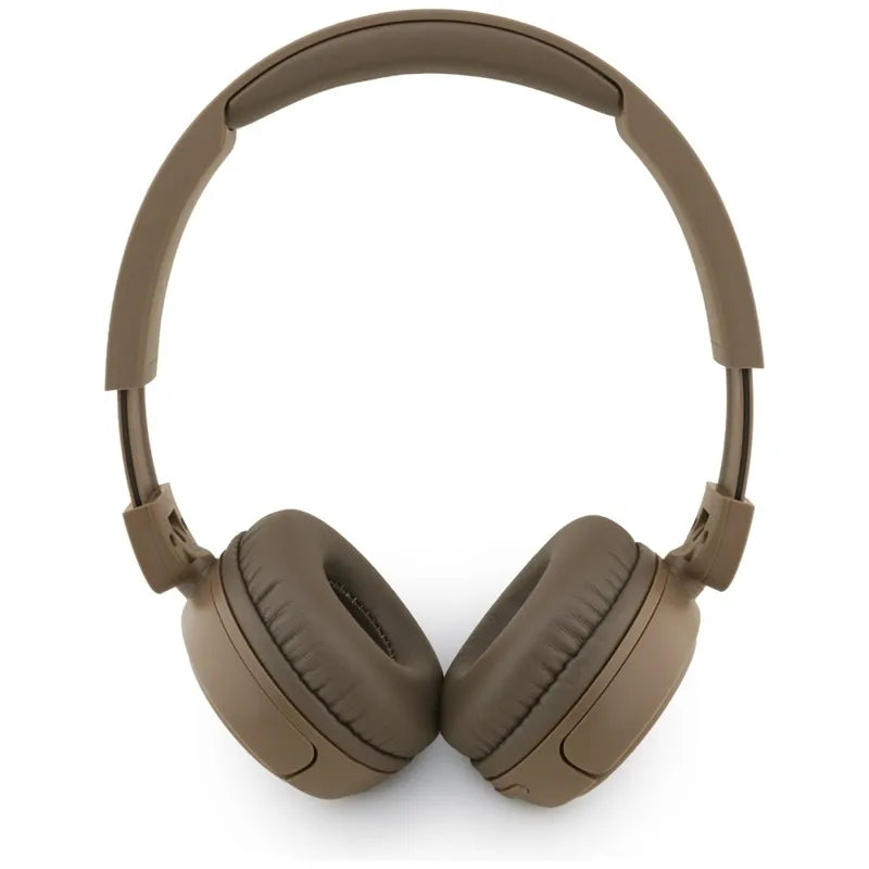 Guess Metal Logo Script – Belaidės ant ausų dedamos ausinės Bluetooth V5.3 (rudos)