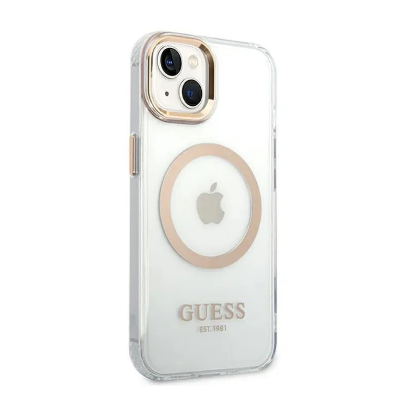 Guess Metal Outline MagSafe – "Clear" dėklas, skirtas iPhone 14 Plus