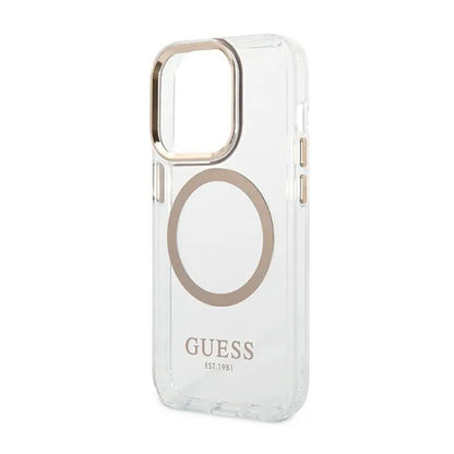Guess Metal Outline MagSafe – dėklas, skirtas „iPhone 14 Pro Max“ (skaidrus)