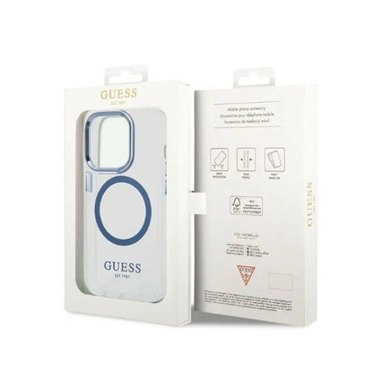 Guess Metal Outline MagSafe – dėklas, skirtas iPhone 14 Pro (permatomas)