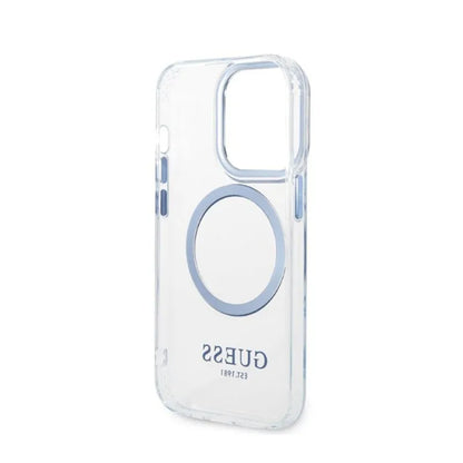 Guess Metal Outline MagSafe – dėklas, skirtas iPhone 14 Pro (permatomas)