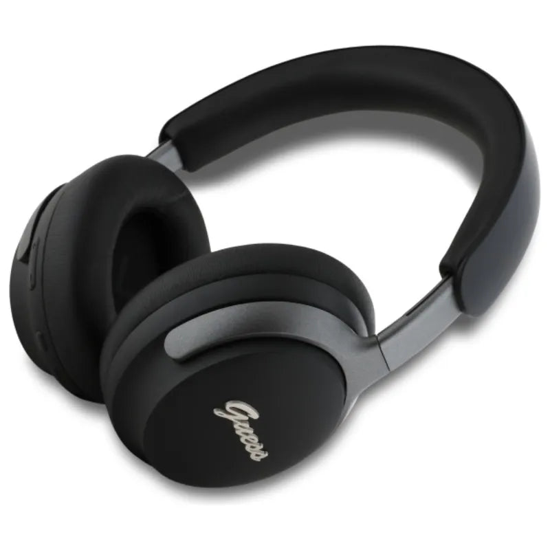 Guess Metal Script Logo – belaidės ant ausų dedamos „Bluetooth“ ausinės su ANC + ENC (juoda)