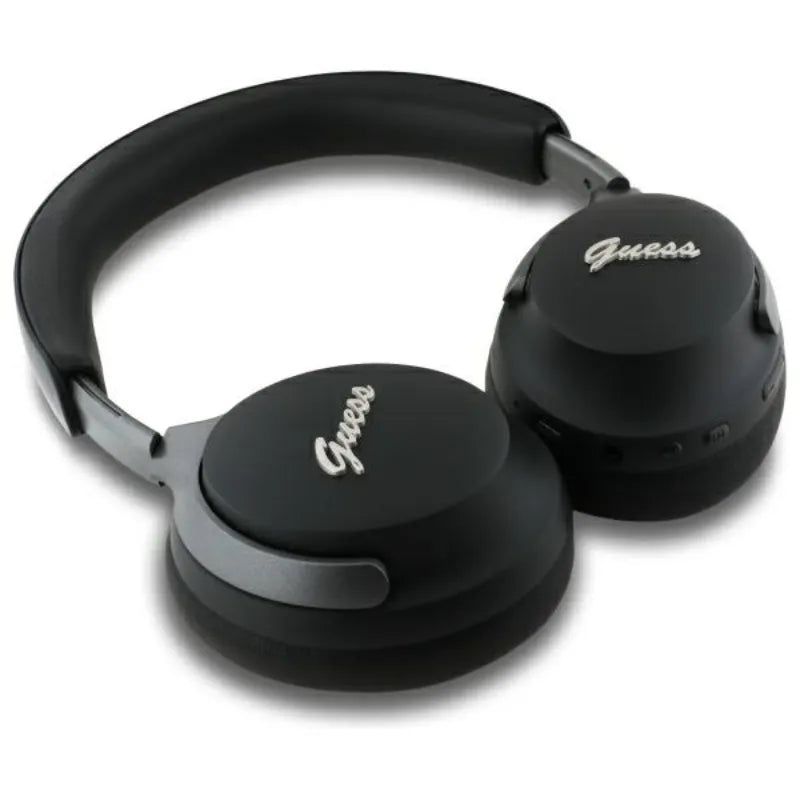 Guess Metal Script Logo – belaidės ant ausų dedamos „Bluetooth“ ausinės su ANC + ENC (juoda)