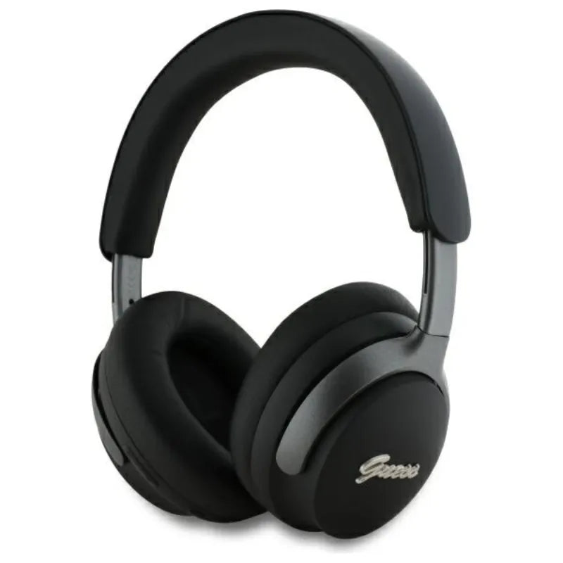 Guess Metal Script Logo – belaidės ant ausų dedamos „Bluetooth“ ausinės su ANC + ENC (juoda)