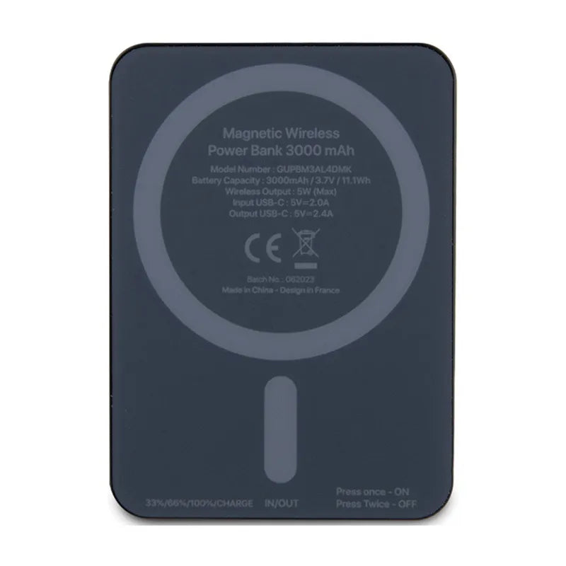 Guess Metal Script Logo MagSafe - 3 000 mAh 5W MagSafe indukcinis maitinimo blokas (juodas)