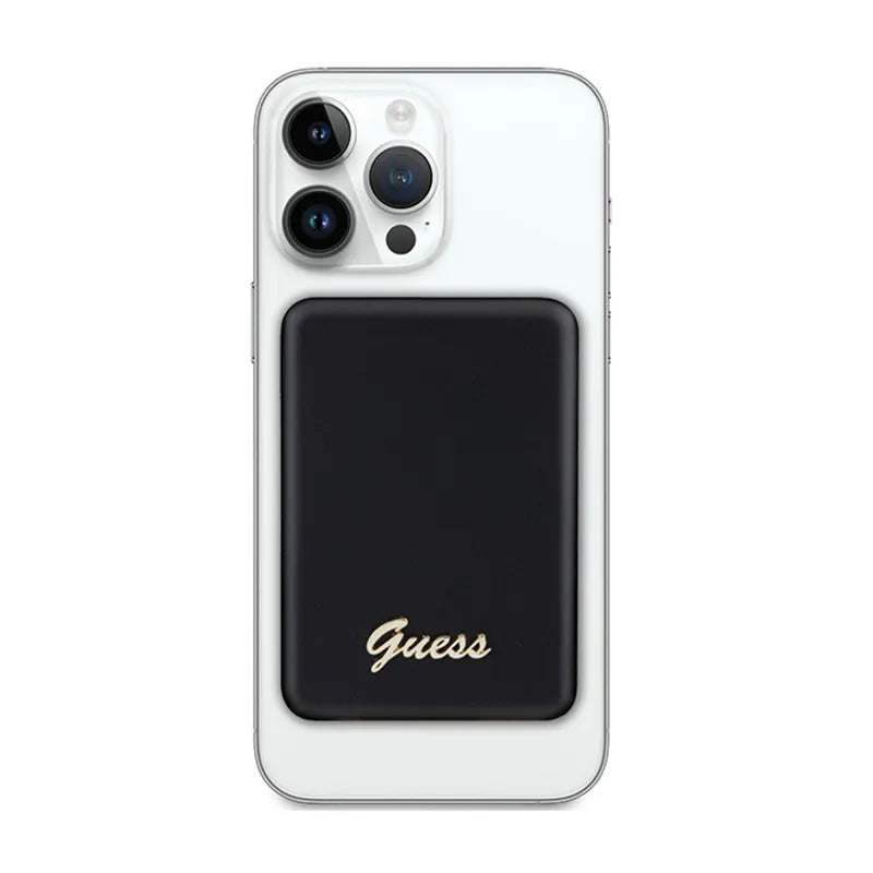 Guess Metal Script Logo MagSafe - 3 000 mAh 5W MagSafe indukcinis maitinimo blokas (juodas)