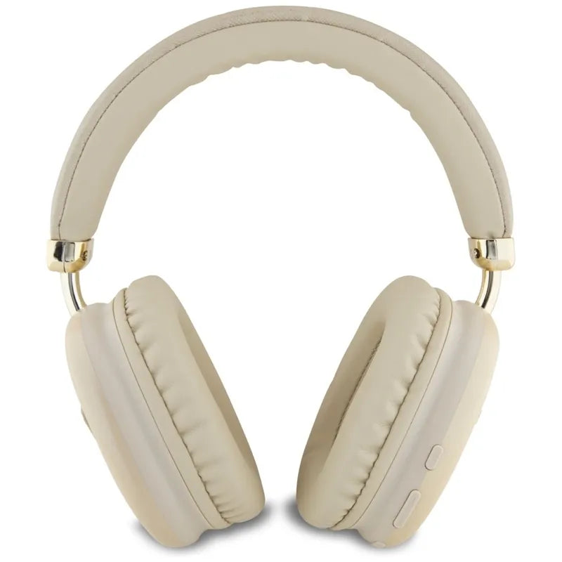 Guess Metallic Triangle Logo – Belaidės ant ausų dedamos ausinės Bluetooth V5.3 (aukso spalva)