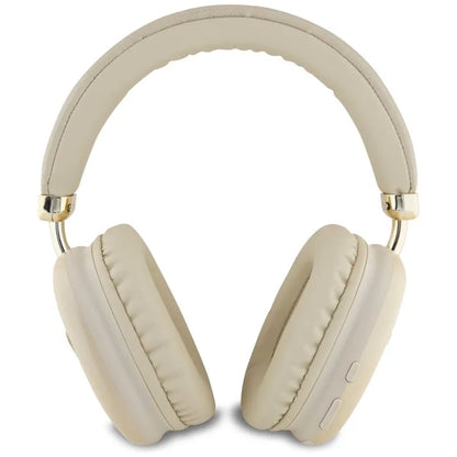 Guess Metallic Triangle Logo – Belaidės ant ausų dedamos ausinės Bluetooth V5.3 (aukso spalva)
