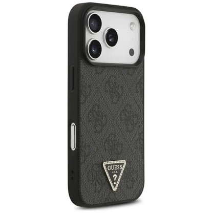 Guess Odos 4G Trikampis Štrasas MagSafe Dėklas iPhone 17 Pro (Juodas)