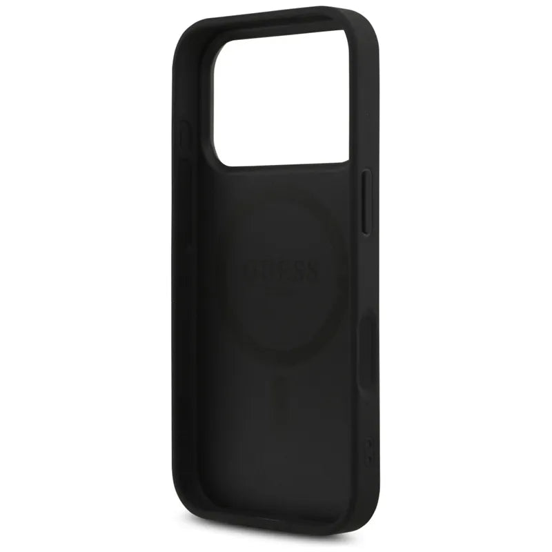 Guess Odos 4G Trikampis Štrasas MagSafe Dėklas iPhone 17 Pro (Juodas)