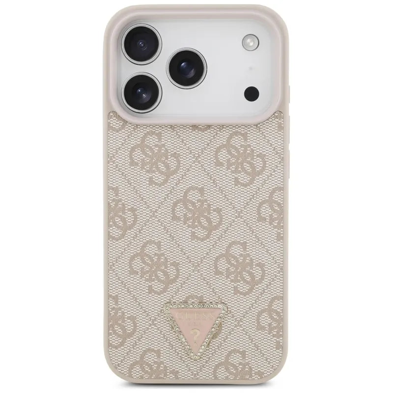Guess Odos 4G Trikampis su kristalais MagSafe - Dėklas iPhone 17 Pro (rožinis)