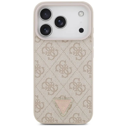 Guess Odos 4G Trikampis su kristalais MagSafe - Dėklas iPhone 17 Pro (rožinis)
