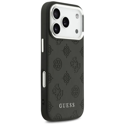 Guess Peonijos karšto štampavimo užrašas MagSafe – Dėklas iPhone 17 Pro (juodas)