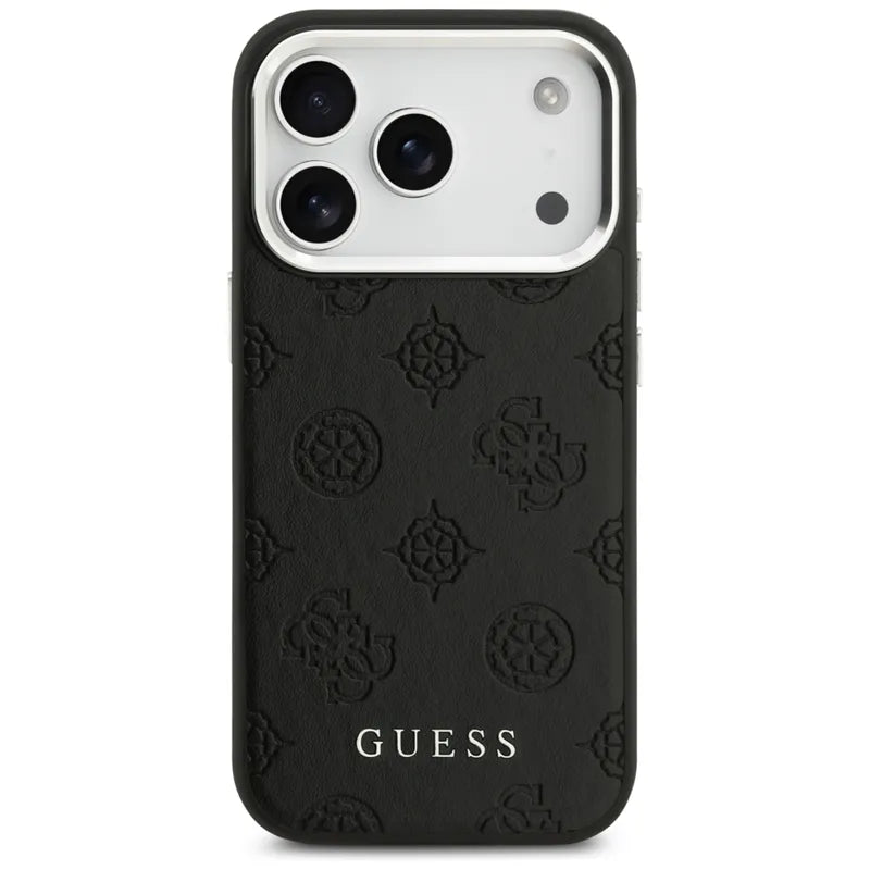 Guess Peonijos karšto štampavimo užrašas MagSafe – Dėklas iPhone 17 Pro (juodas)