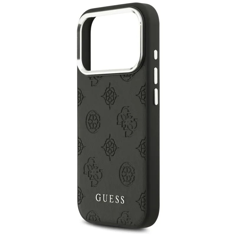 Guess Peonijos karšto štampavimo užrašas MagSafe – Dėklas iPhone 17 Pro (juodas)