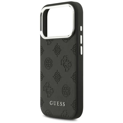 Guess Peonijos karšto štampavimo užrašas MagSafe – Dėklas iPhone 17 Pro (juodas)