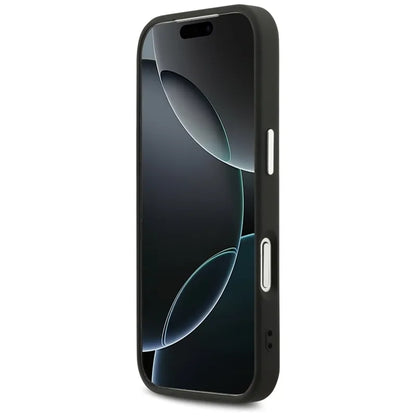 Guess Peonijos karšto štampavimo užrašas MagSafe – Dėklas iPhone 17 Pro (juodas)